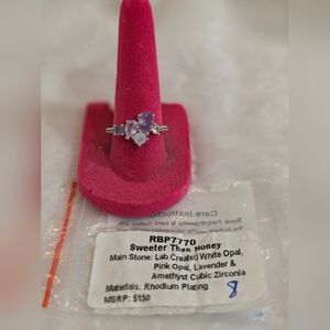 Sweeter Than Honey Pink Opal and Lavender Ring